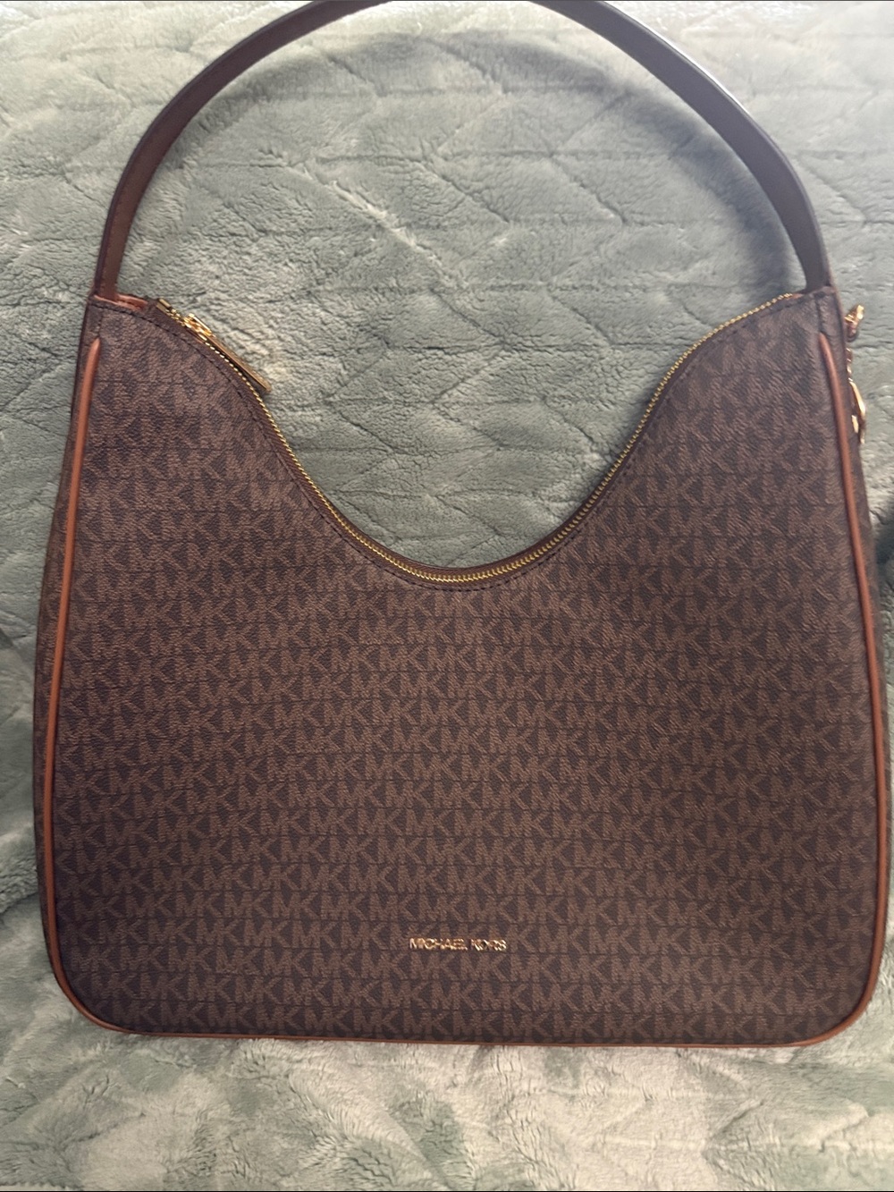 Michael Kors Dark Brown MK Logo Shoulder Hobo Bag